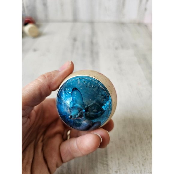 Antique Poland teardrop striped blue pink ornament Xmas Mercury glass tree - Picture 9 of 9